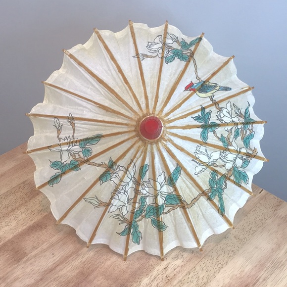 Vintage Handmade Japanese Wooden Decor Umbrella - Picture 3 of 9